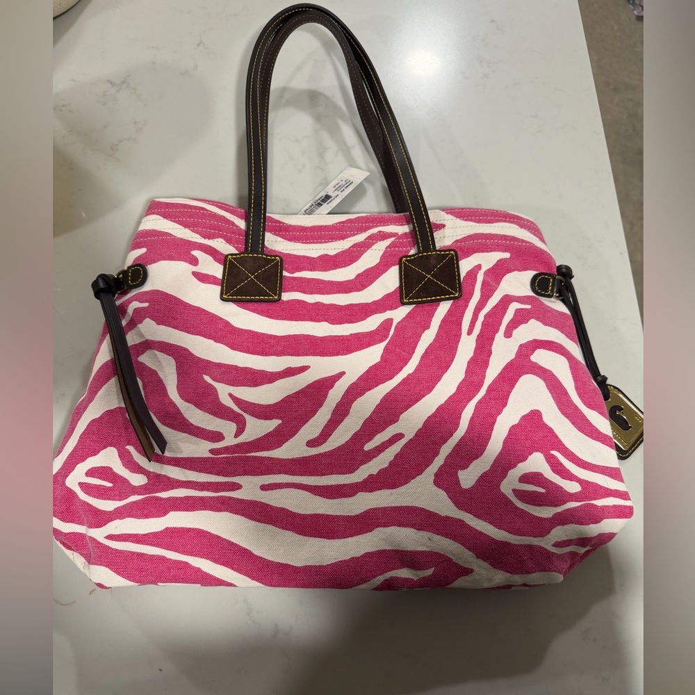 NWT Dooney and Bourke Pink Zebra Stripe Shoulder Bag